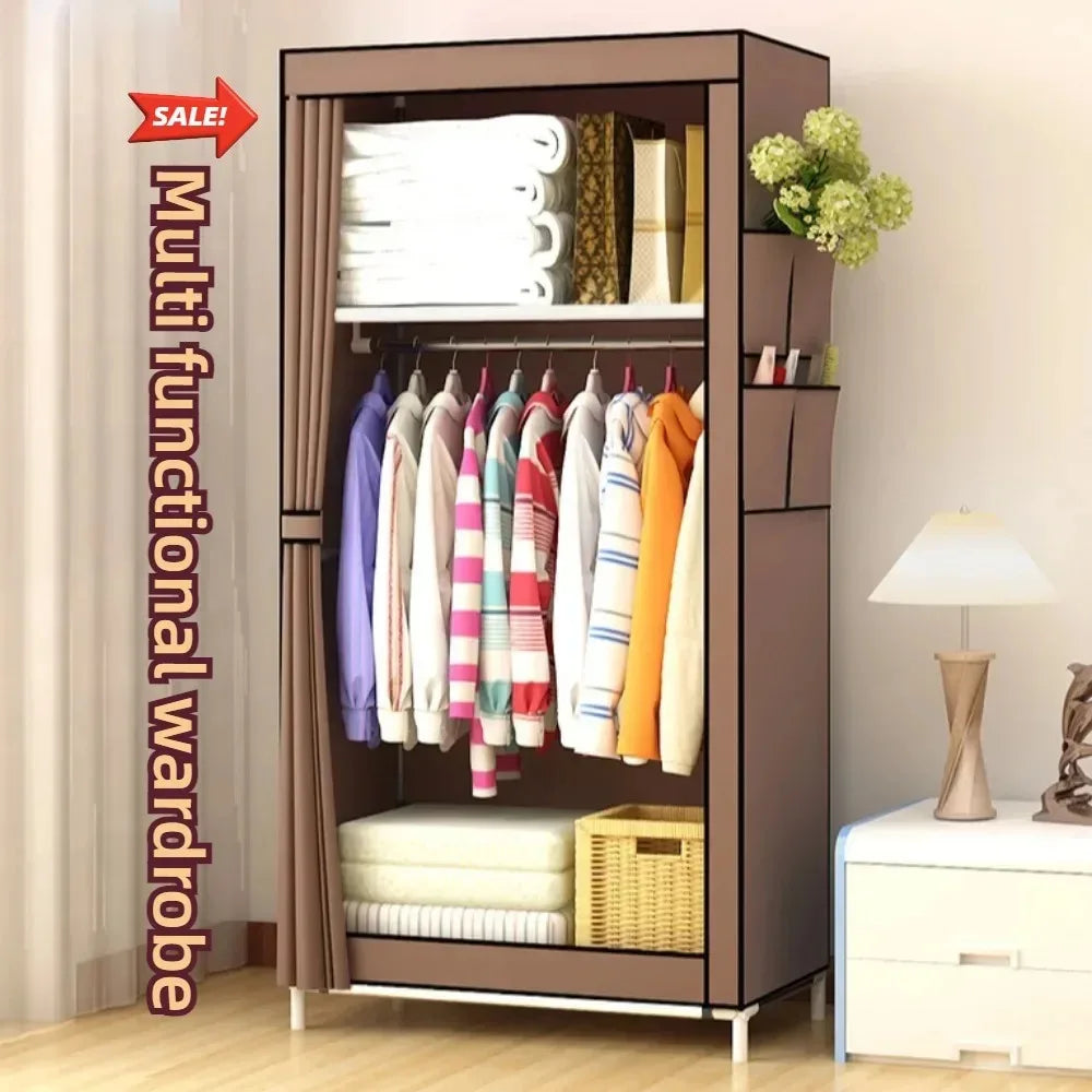 Simple Foldable Dustproof Wardrobe – Minimalist Non-Woven Closet Organizer for Bedroom, Students, and Household