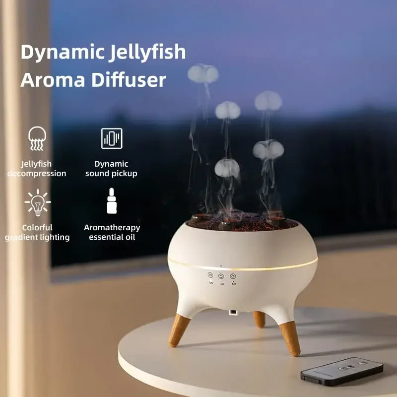 Dynamic Jellyfish Air Humidifier 250ml, Essential Oil Diffuser with Remote & 7-Color Night Light