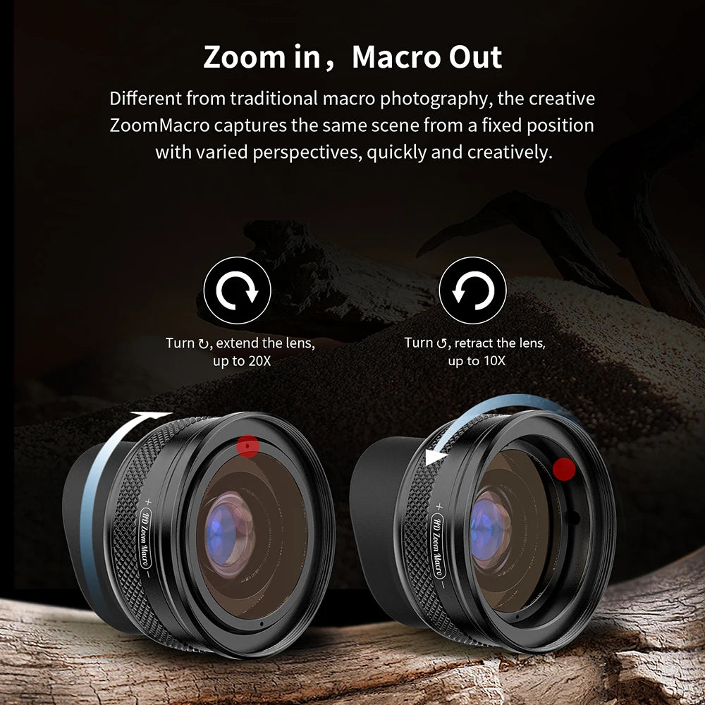 Professional 10–20X Macro Lens, High Definition Phone Camera Lens for iPhone Samsung
