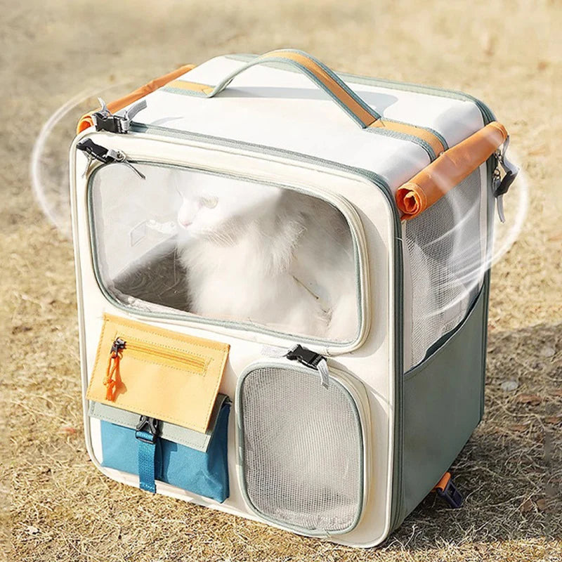HOOPET Pet Travel Trolley Bag – Portable Suitcase for Cats & Small Dogs, Detachable Backpack Carrier