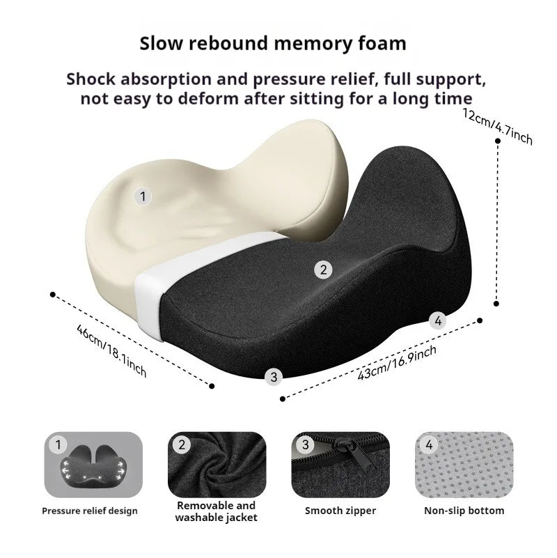 Ergonomic Memory Foam Seat Cushion – Comfortable Office Chair Pad for Long Sitting Relief