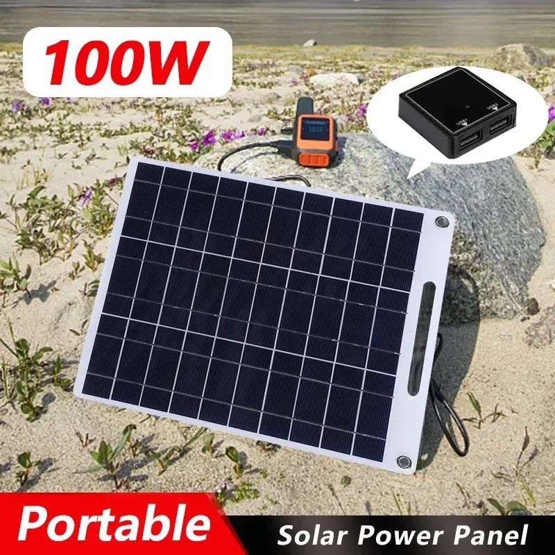 5V Waterproof Solar Panel – Portable Solar Charger with Dual USB, Outdoor Camping Solar Battery Charger