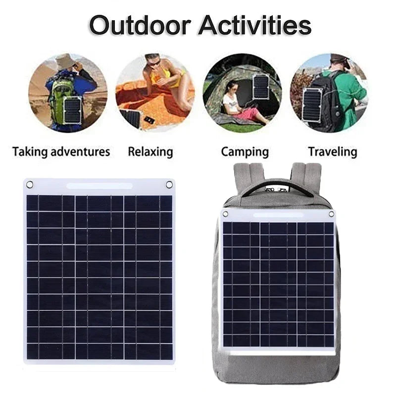 5V Waterproof Solar Panel – Portable Solar Charger with Dual USB, Outdoor Camping Solar Battery Charger