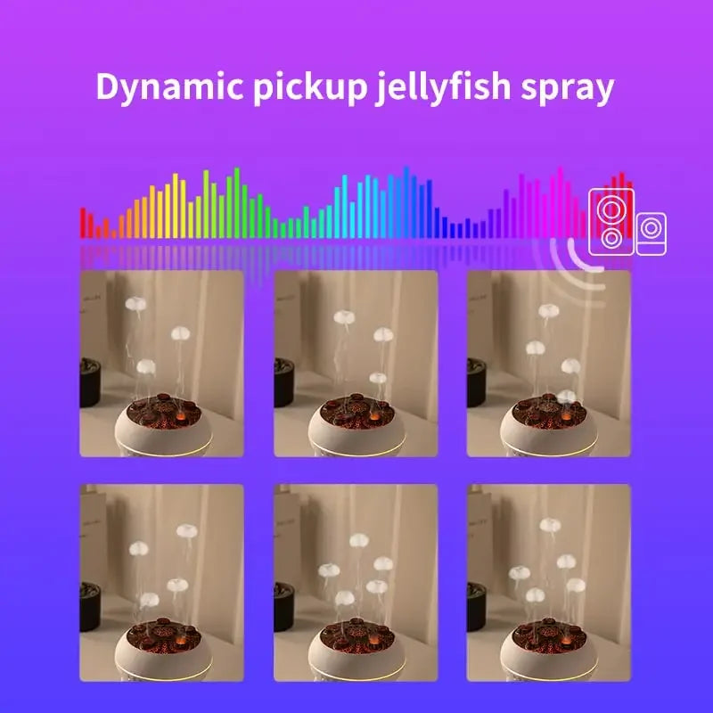 Dynamic Jellyfish Air Humidifier 250ml, Essential Oil Diffuser with Remote & 7-Color Night Light