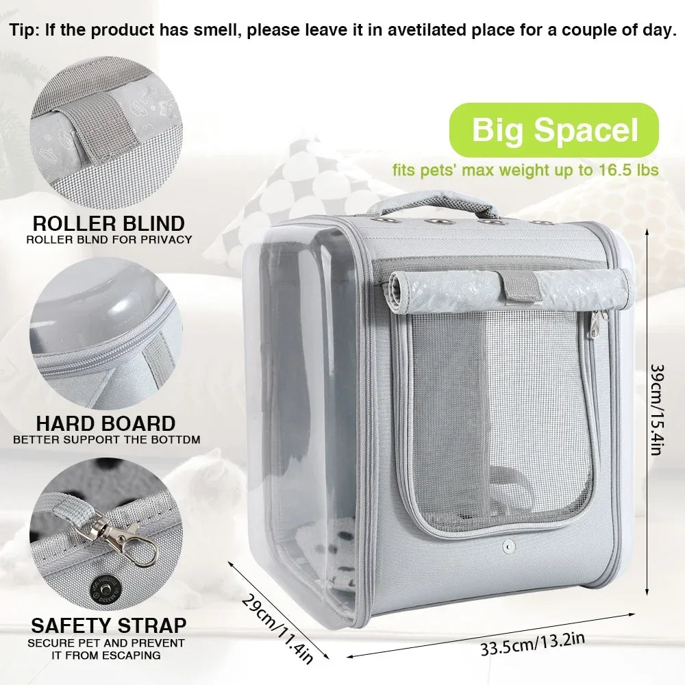 Large Pet Backpack Carrier – Ventilated Cat & Dog Carrier, Supports Up to 17 lbs, Ideal for Small Dogs