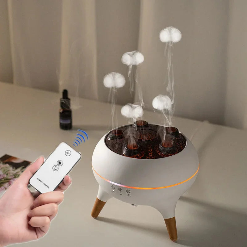 Dynamic Jellyfish Air Humidifier 250ml, Essential Oil Diffuser with Remote & 7-Color Night Light
