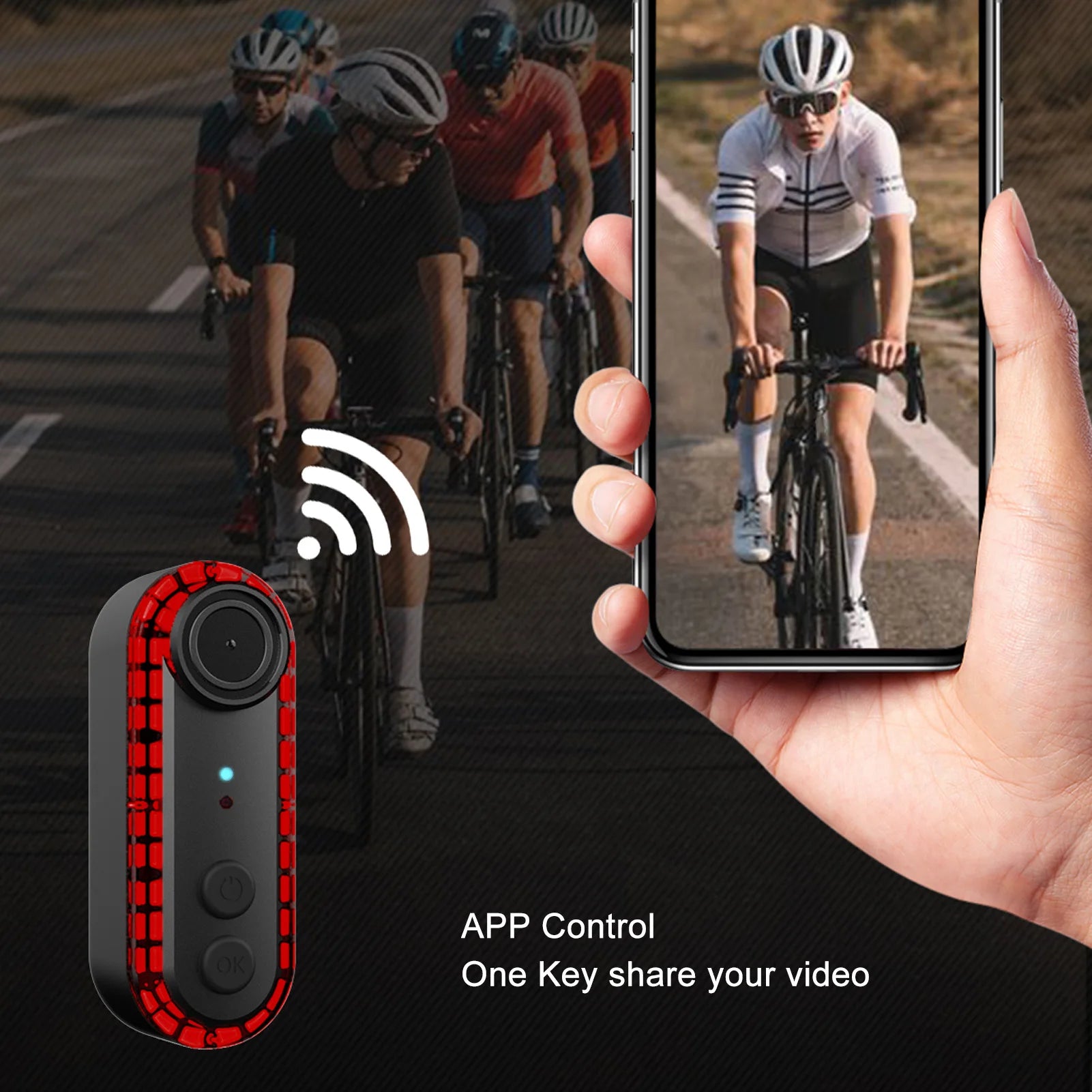Bike Rear View Camera with Tail Light – 1080P HD, 150° Wide Angle, Waterproof, Phone Interconnection