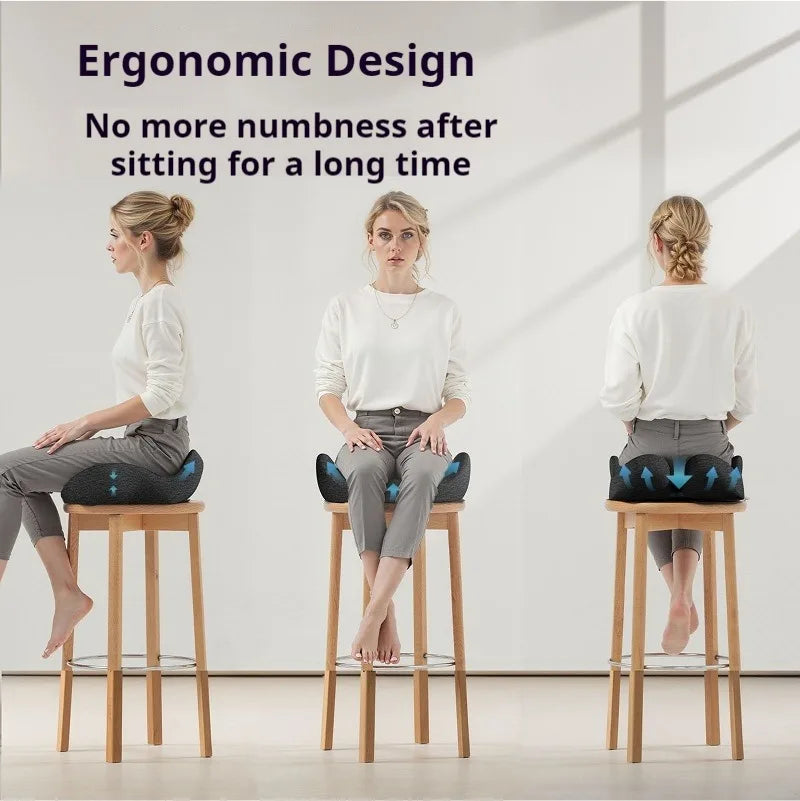 Ergonomic Memory Foam Seat Cushion – Comfortable Office Chair Pad for Long Sitting Relief