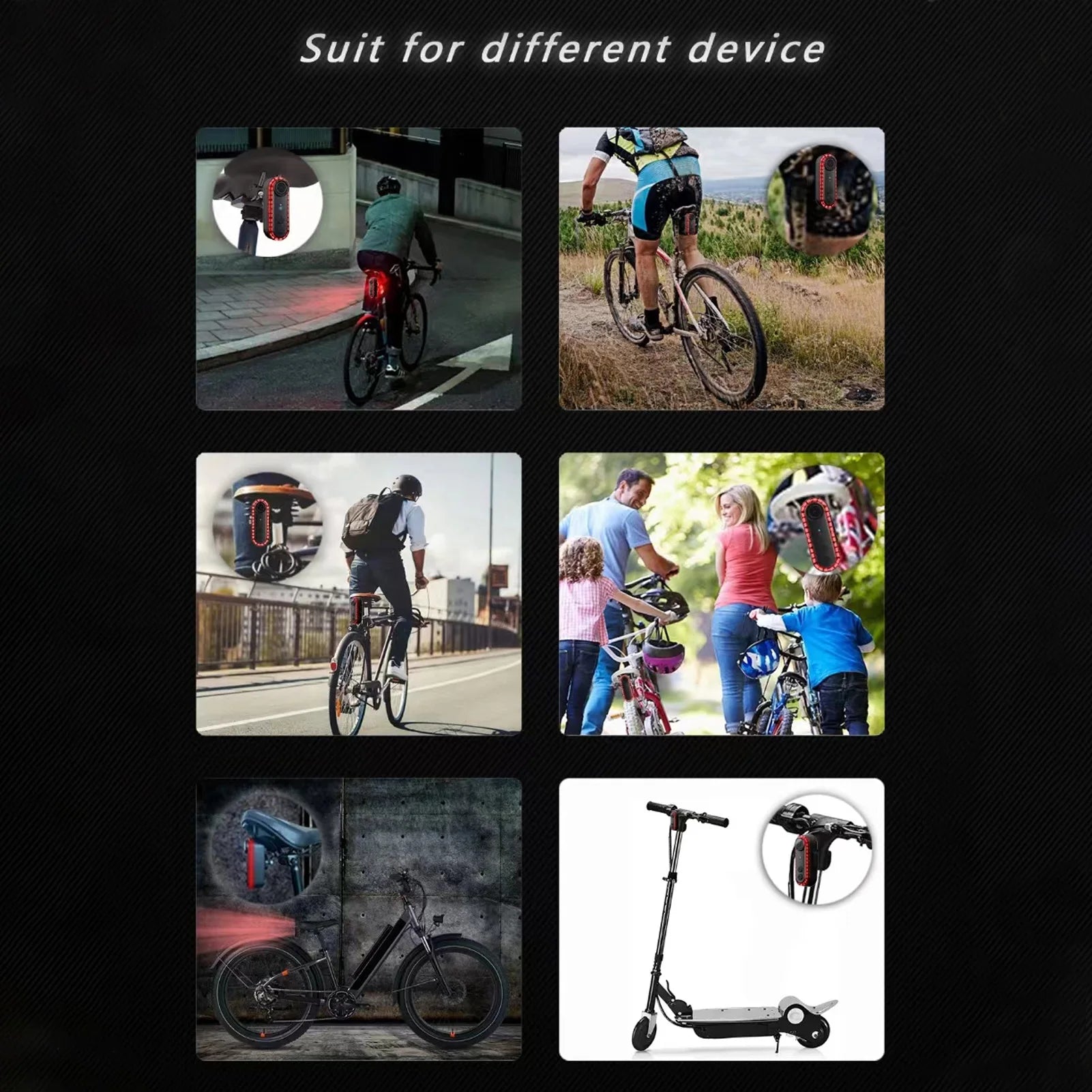 Bike Rear View Camera with Tail Light – 1080P HD, 150° Wide Angle, Waterproof, Phone Interconnection