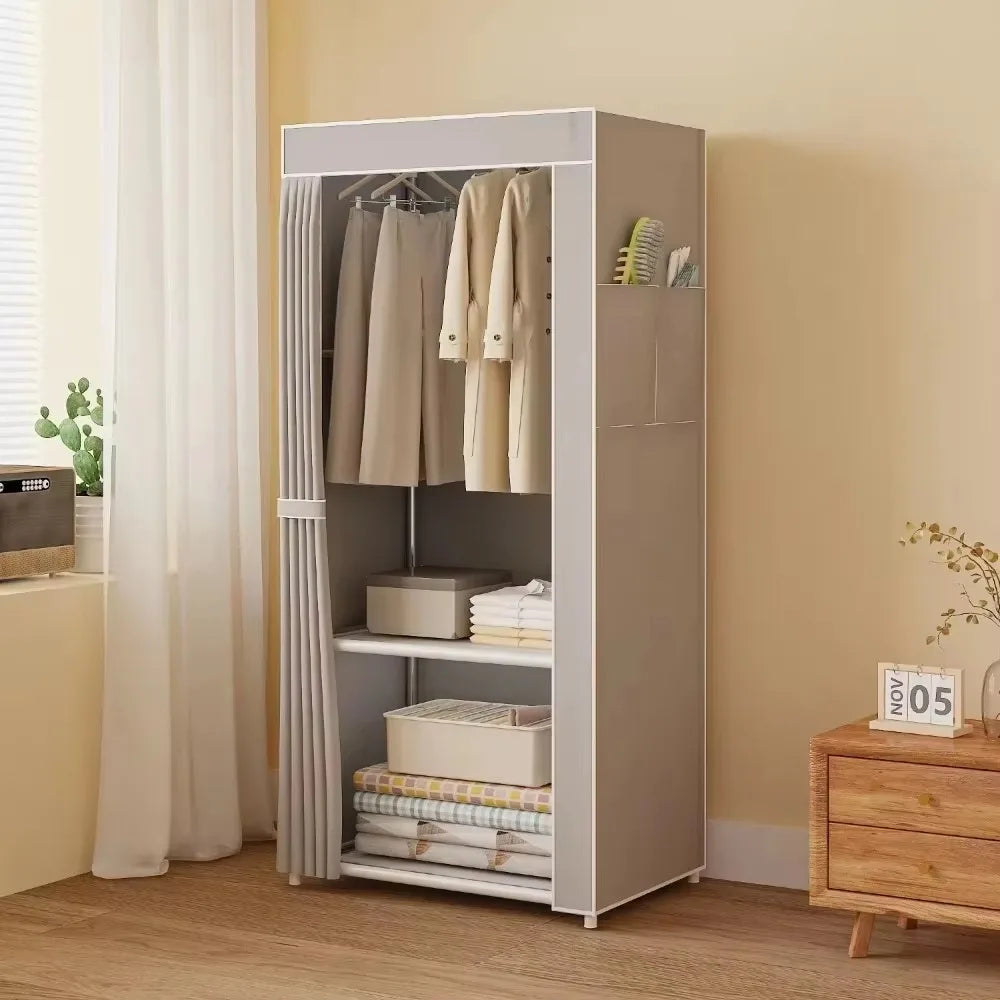 Simple Foldable Dustproof Wardrobe – Minimalist Non-Woven Closet Organizer for Bedroom, Students, and Household