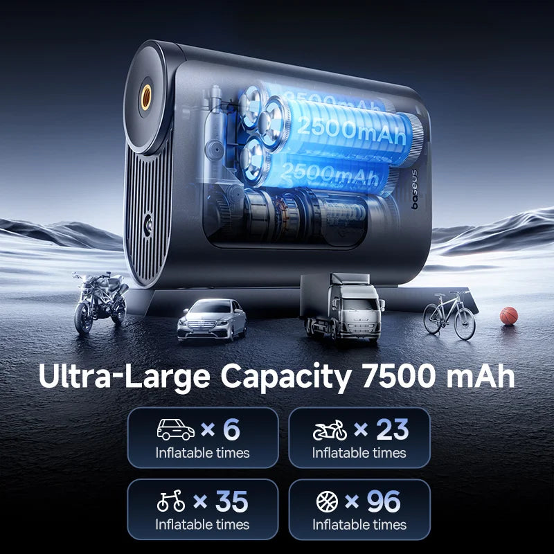 Portable Baseus GoTrip VA1 Pro/Max Air Pump – 7500mAh Inflator for Cars, Bikes, Motorcycles, Balls