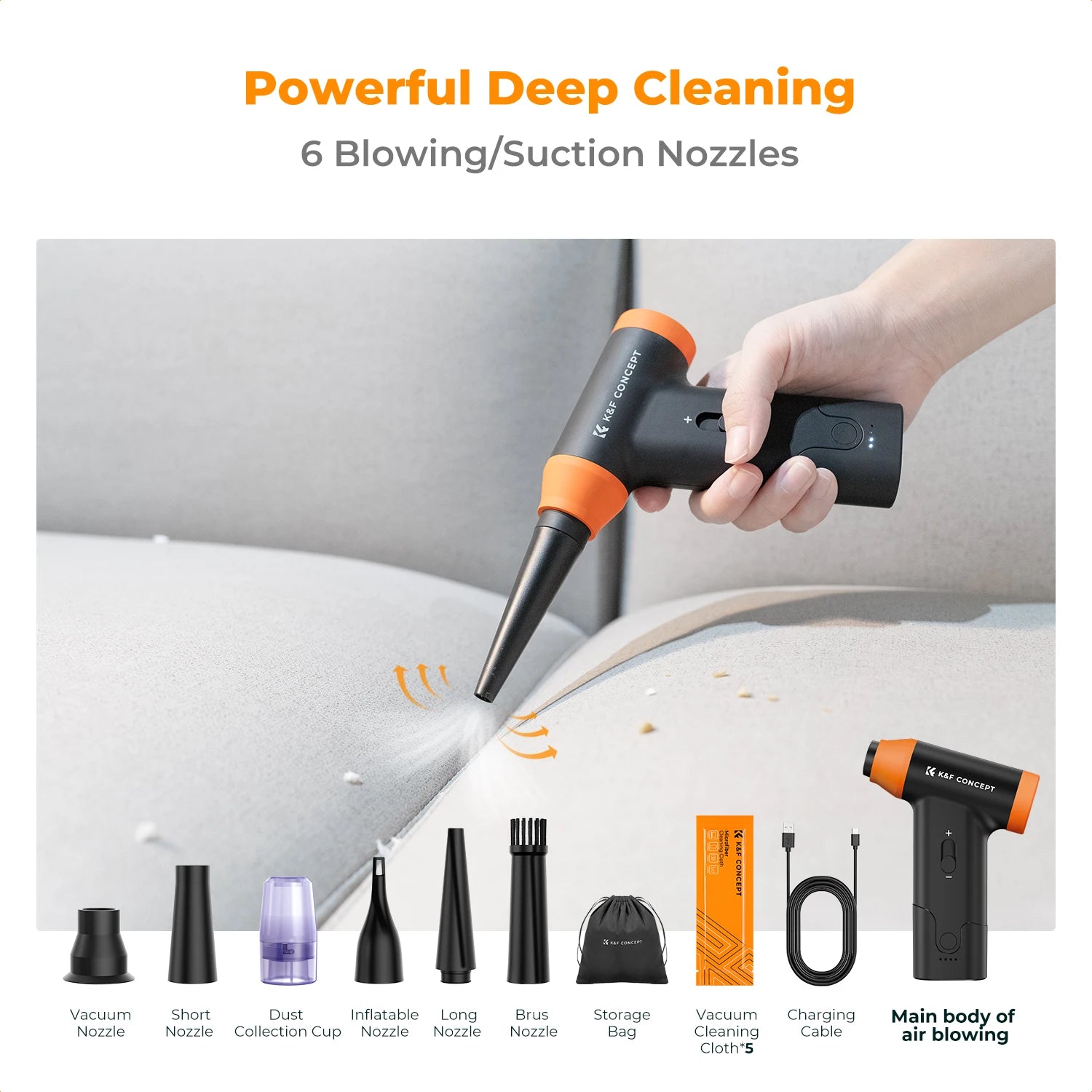 14-in-1 Electric Air Duster – High-Speed 150,000 RPM Blower for Computer, Keyboard, and Car Cleaning
