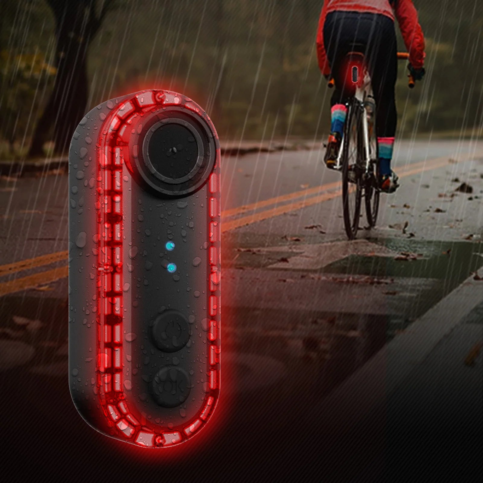 Bike Rear View Camera with Tail Light – 1080P HD, 150° Wide Angle, Waterproof, Phone Interconnection