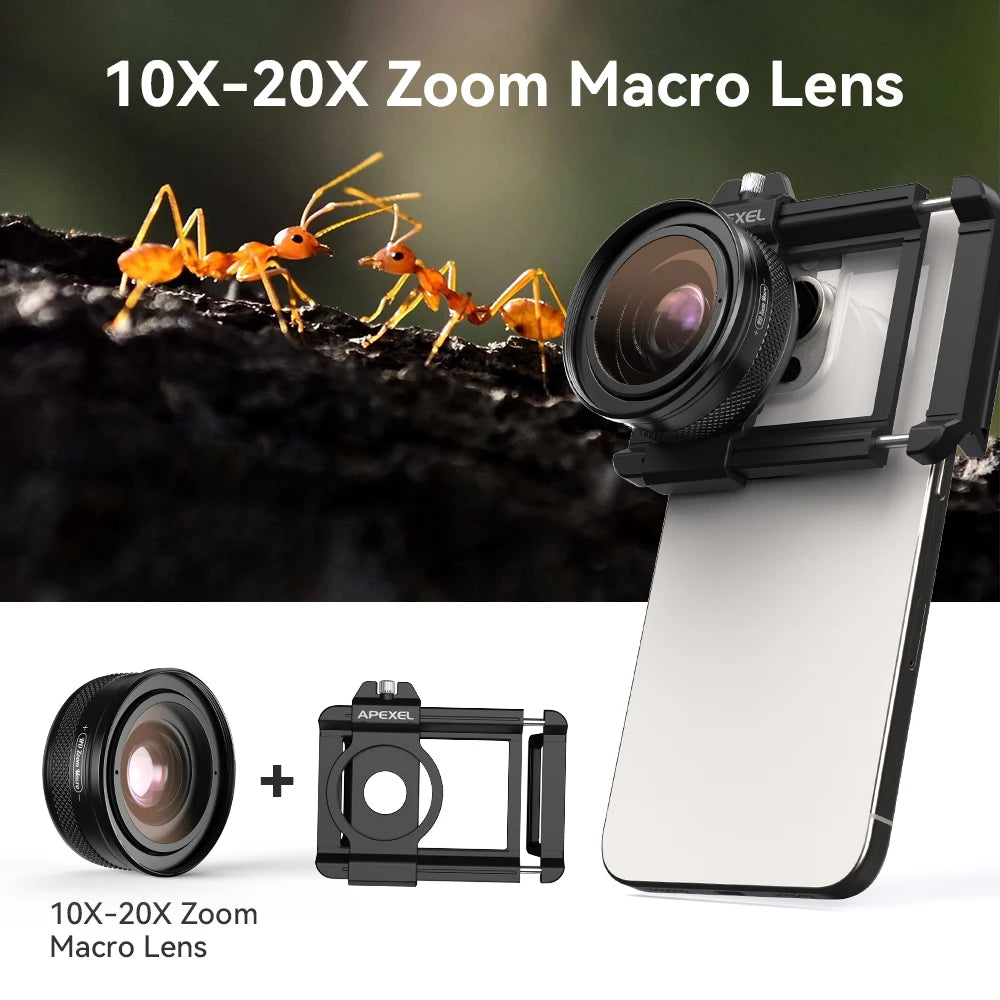 Professional 10–20X Macro Lens, High Definition Phone Camera Lens for iPhone Samsung